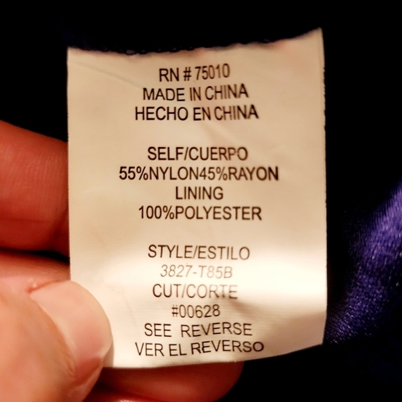 Jodi Kristopher Elegant Purpley Blue Lace Dress Sheer Sleeves Junior's Size 5 - Picture 6 of 6